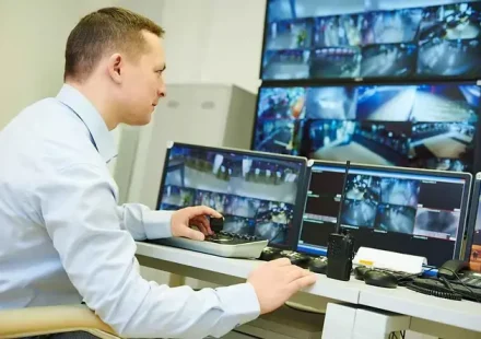 Home Monitoring Systems a Man Watching on the Screen