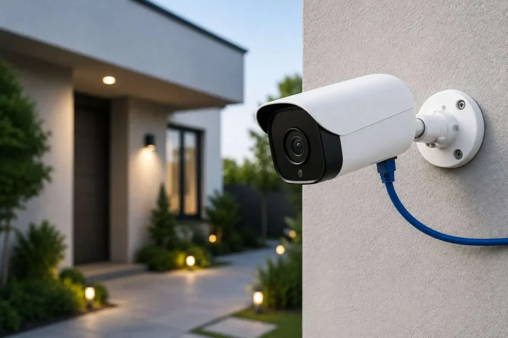 Wired security camera installation