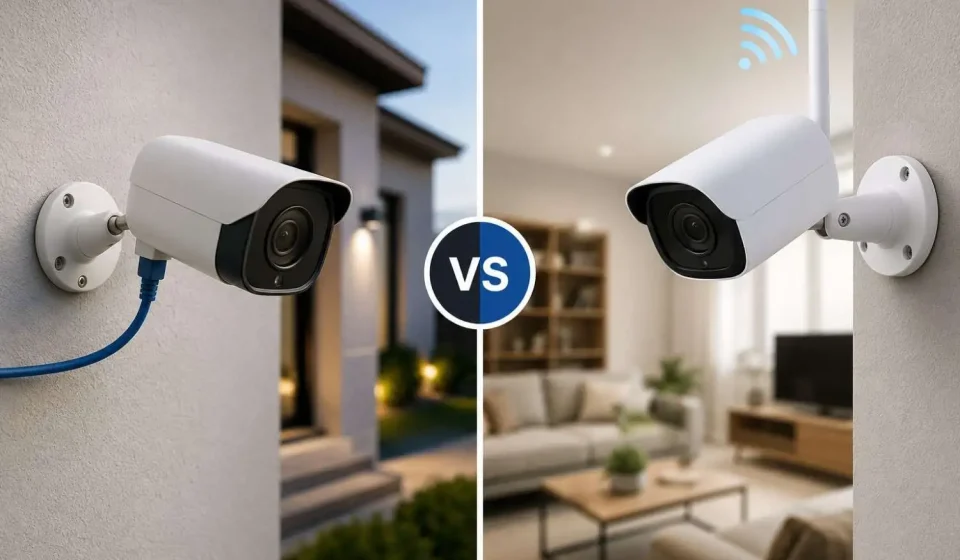 Wired security camera installation